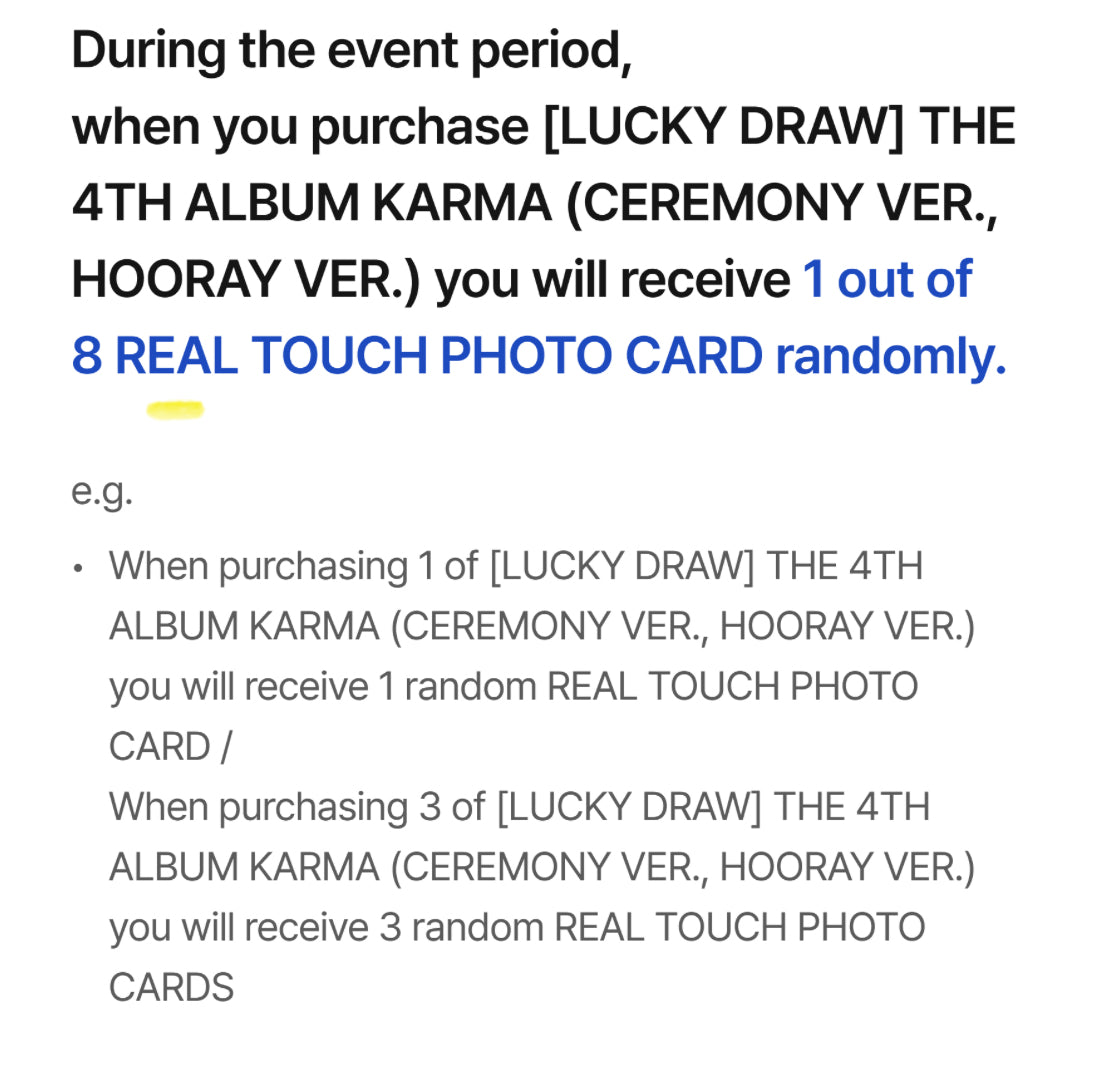 [FANS LUCKY DRAW][SHIPS Late October] (LUCKYDRAW) Stray Kids - 4th Album [KARMA] (CEREMONY VER., HOORAY VER.)