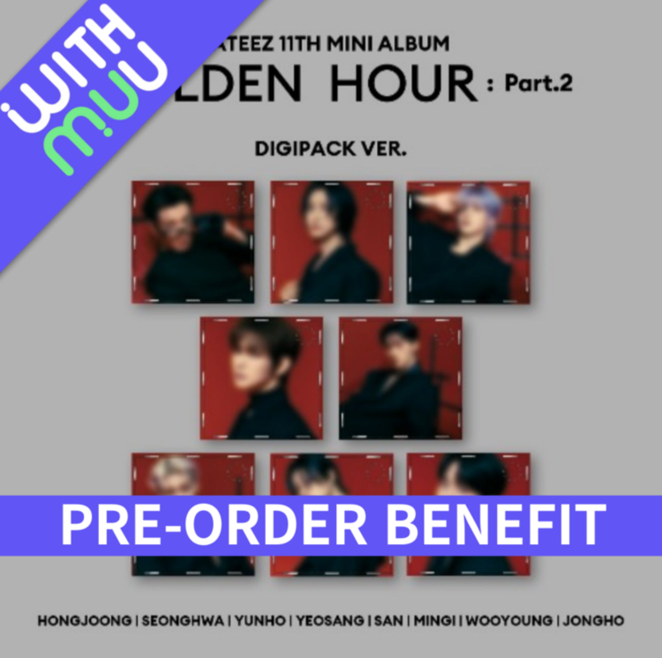 (WITHMUU POB) ATEEZ - 11th EP [GOLDEN HOUR : Part.2] (Digipack Ver.)